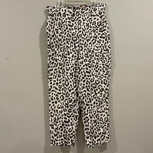 JCrew Linen Leopard Print Bucket Pants
